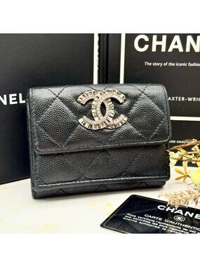 Chanel Caviar Leather Quilted Trifold Wallet